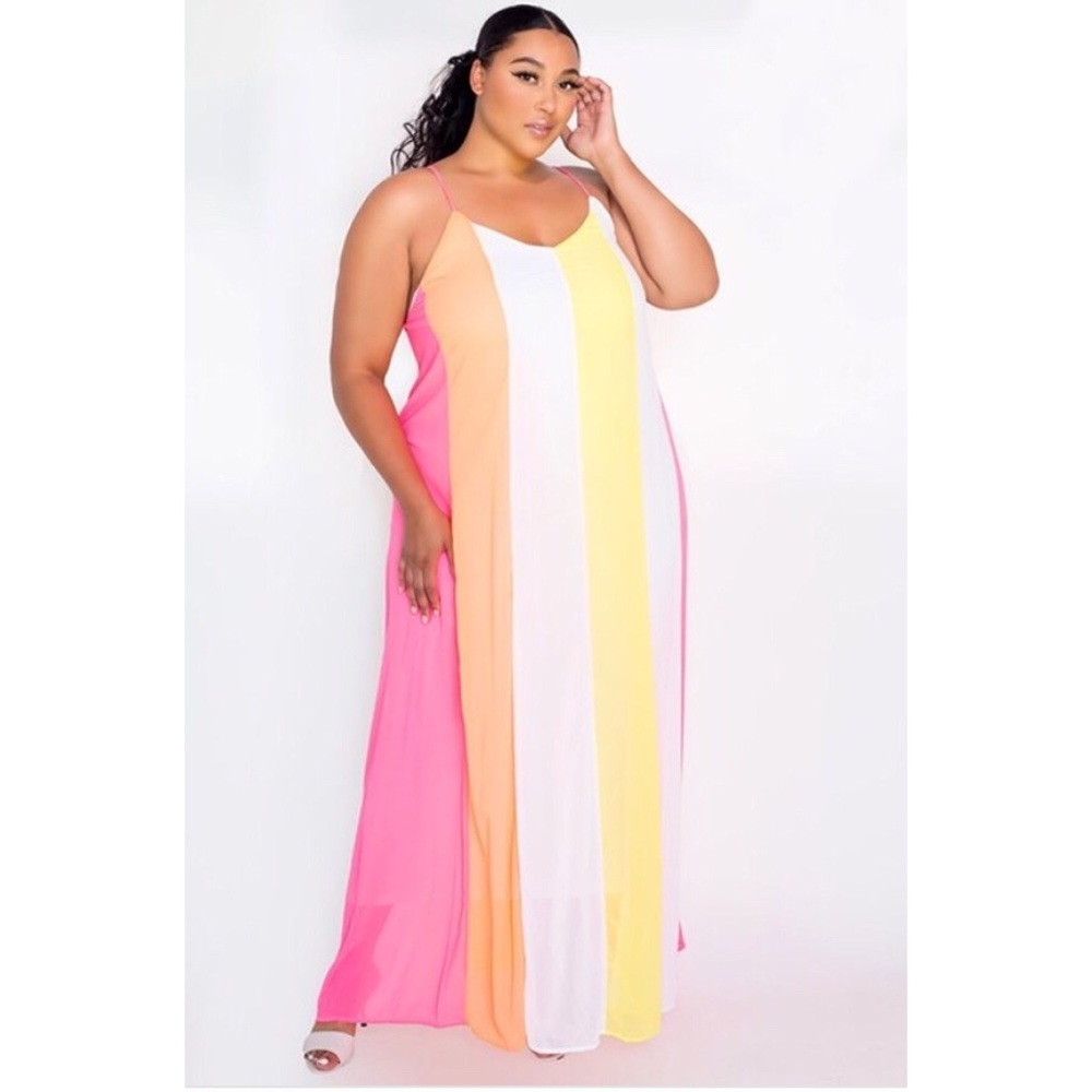 Plus Colorful stripped maxi dress